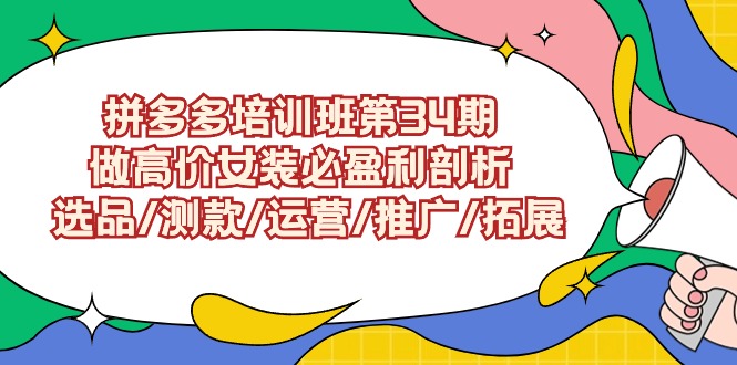 拼多多培训班第34期：做高价女装必盈利剖析 选品/测款/运营/推广/拓展-主题库网创