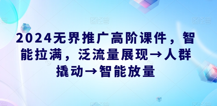 2024无界推广高阶课件，智能拉满，泛流量展现→人群撬动→智能放量-主题库网创