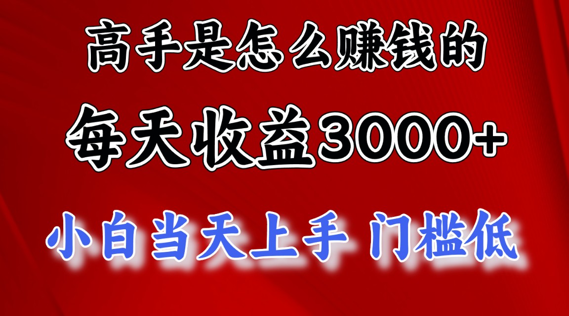 高手是怎么赚钱的，一天收益3000+ 这是穷人逆风翻盘的一个项目，非常…-主题库网创