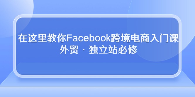 在这里教你Facebook跨境电商入门课，外贸·独立站必修（19节课）-主题库网创