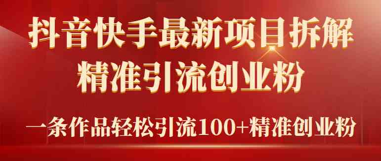 （9447期）2024年抖音快手最新项目拆解视频引流创业粉，一天轻松引流精准创业粉100+-主题库网创