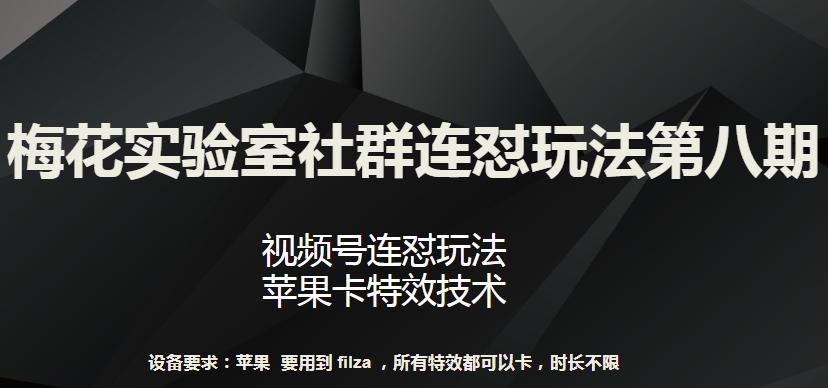 梅花实验室社群连怼玩法第八期，视频号连怼玩法 苹果卡特效技术-主题库网创