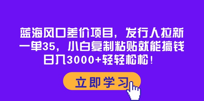 （10272期）蓝海风口差价项目，发行人拉新，一单35，小白复制粘贴就能搞钱！日入30…-主题库网创