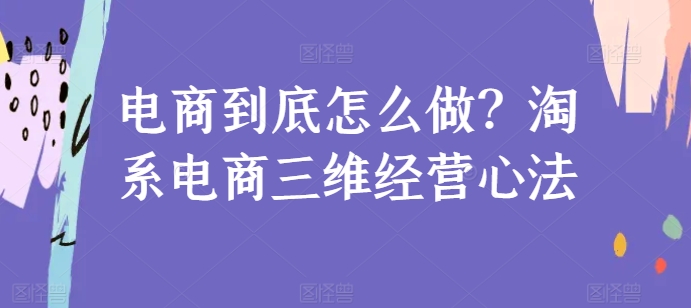 电商到底怎么做？淘系电商三维经营心法-主题库网创