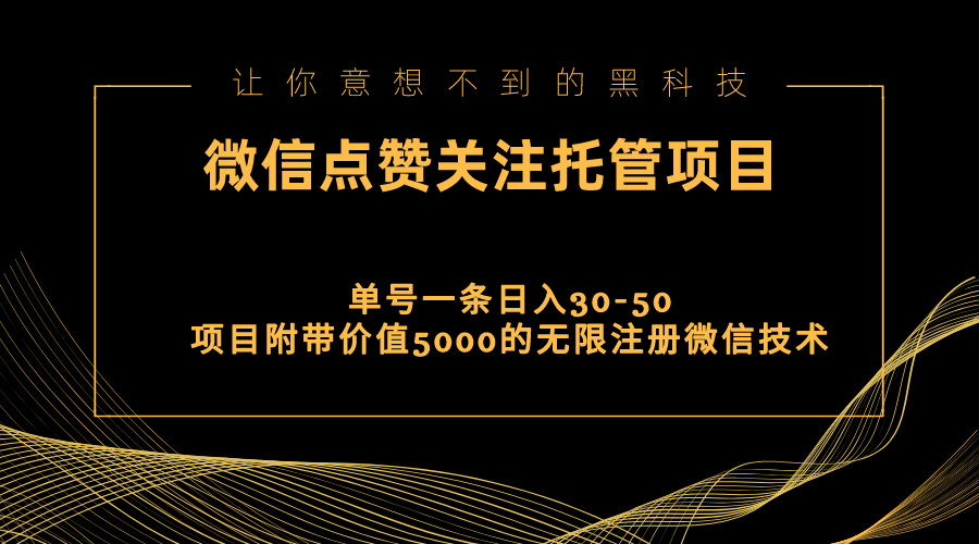 视频号托管点赞关注，单微信30-50元，附带价值5000无限注册微信技术-主题库网创