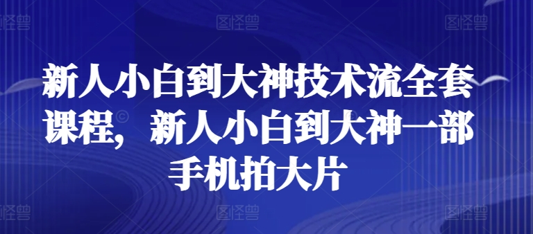 新人小白到大神技术流全套课程，新人小白到大神一部手机拍大片-主题库网创