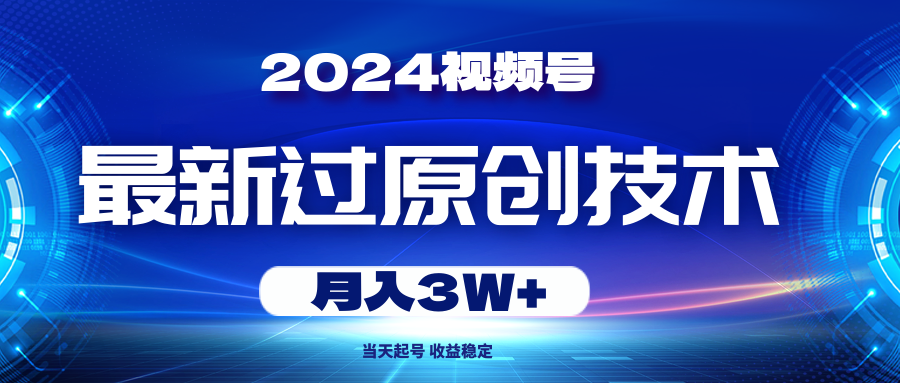 （10704期）2024视频号最新过原创技术，当天起号，收益稳定，月入3W+-主题库网创