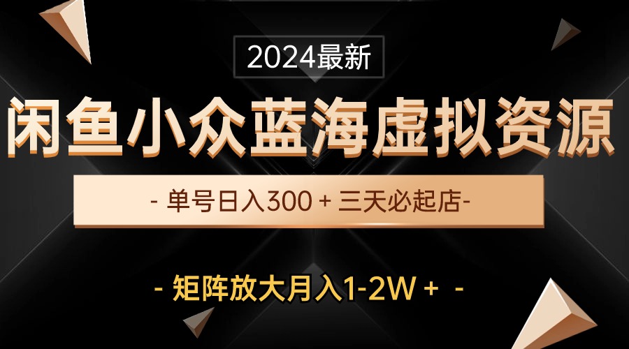 （10336期）最新闲鱼小众蓝海虚拟资源，单号日入300＋，三天必起店，矩阵放大月入1-2W-主题库网创