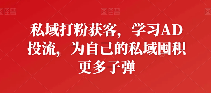 私域打粉获客，学习AD投流，为自己的私域囤积更多子弹-主题库网创