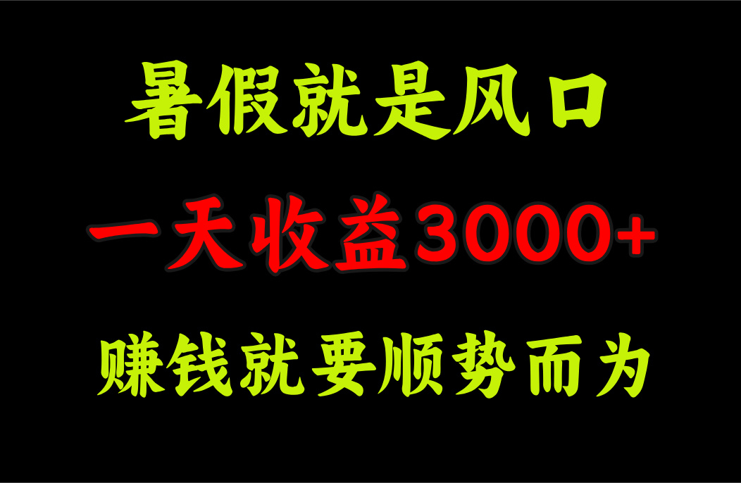 一天收益3000+ 赚钱就是顺势而为，暑假就是风口-主题库网创