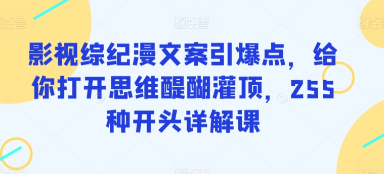 影视综纪漫文案引爆点，给你打开思维醍醐灌顶，255种开头详解课-主题库网创