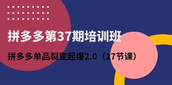 （10835期）拼多多第37期培训班：拼多多单品裂变起爆2.0（17节课）-主题库网创