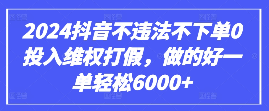 2024抖音不违法不下单0投入维权打假，做的好一单轻松6000+【仅揭秘】-主题库网创