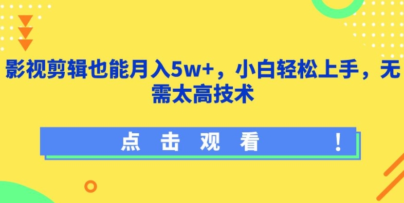 影视剪辑也能月入5w+，小白轻松上手，无需太高技术-主题库网创