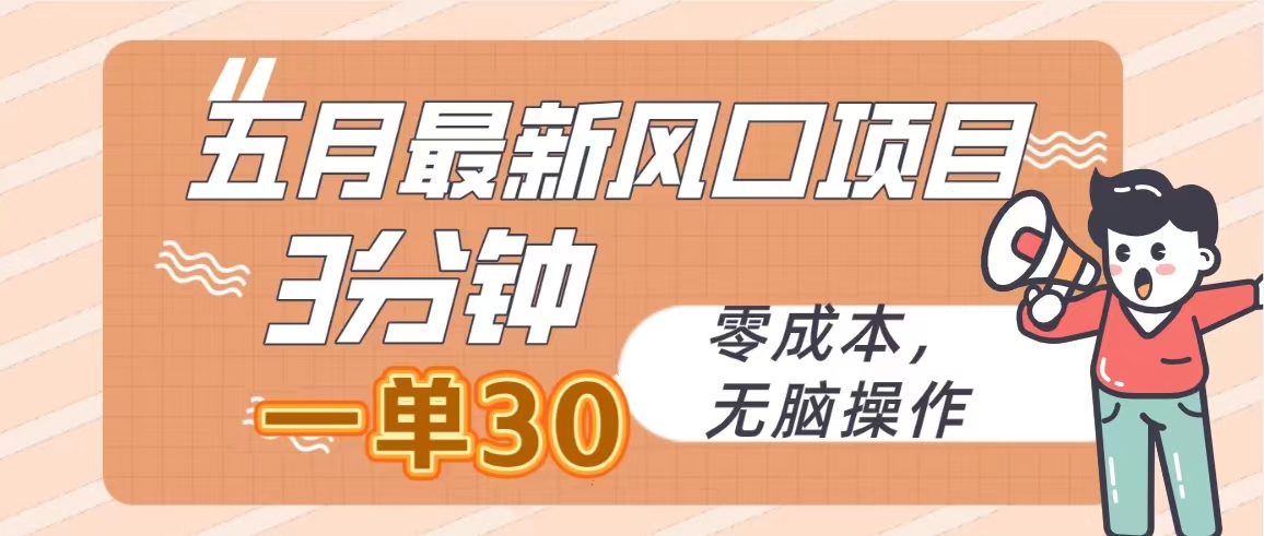 （10256期）五月最新风口项目，3分钟一单30，零成本，无脑操作-主题库网创