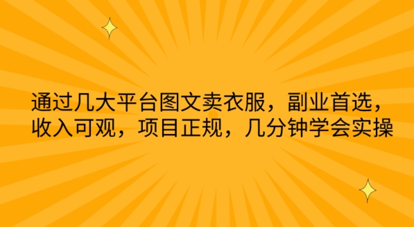 通过几大平台图文卖衣服，副业首选，收入可观，项目正规，几分钟学会实操-主题库网创