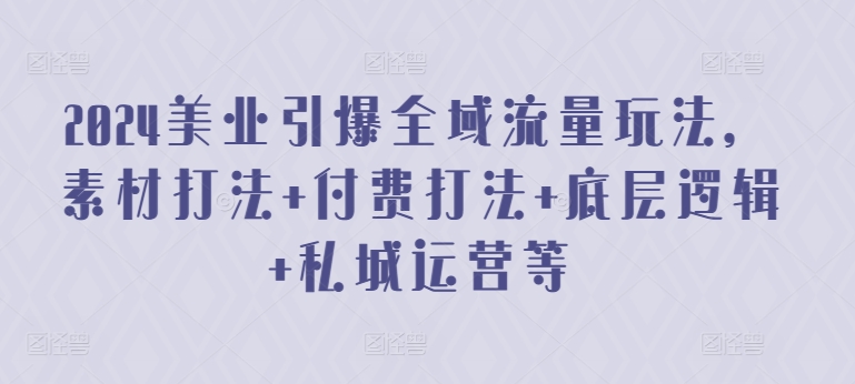 2024美业引爆全域流量玩法，素材打法 付费打法 底层逻辑 私城运营等-主题库网创