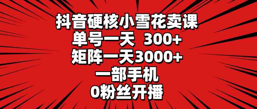 （9551期）抖音硬核小雪花卖课，单号一天300+，矩阵一天3000+，一部手机0粉丝开播-主题库网创