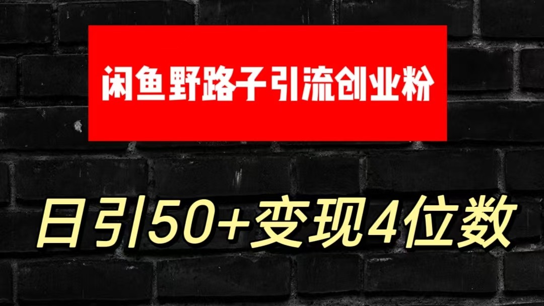 大眼闲鱼野路子引流创业粉，日引50+单日变现四位数-主题库网创