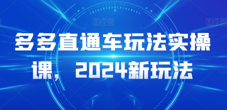 多多直通车玩法实操课，2024新玩法-主题库网创