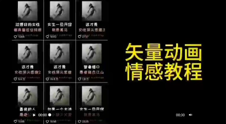 矢量动画情感教程：高点赞涨粉，适合情感、思维、创业教育等赛道-主题库网创