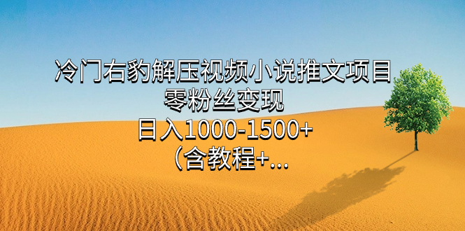 冷门右豹解压视频小说推文项目，零粉丝变现，日入1000-1500+。-主题库网创