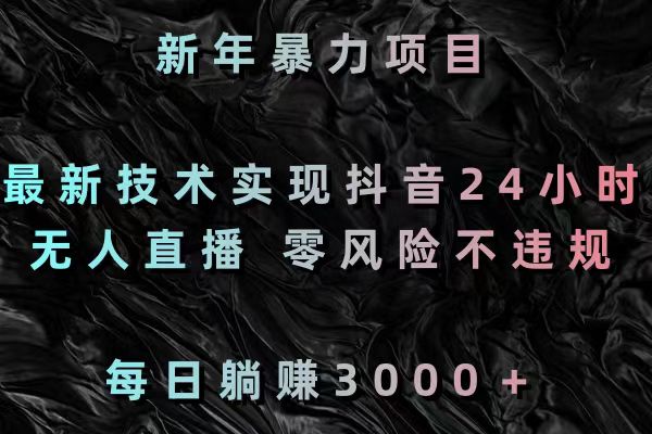 新年暴力项目，最新技术实现抖音24小时无人直播 零风险不违规 每日躺赚3000-主题库网创