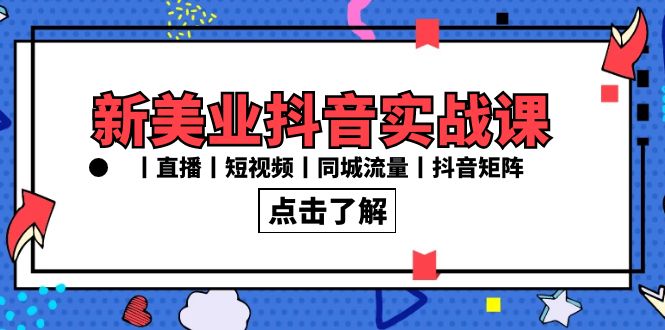 新美业抖音实战课丨直播丨短视频丨同城流量丨抖音矩阵（30节课）-主题库网创