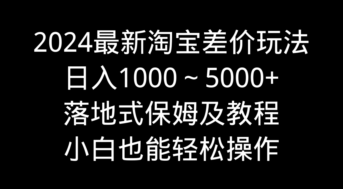 2024最新淘宝差价玩法，日入1000～5000+落地式保姆及教程 小白也能轻松操作-主题库网创