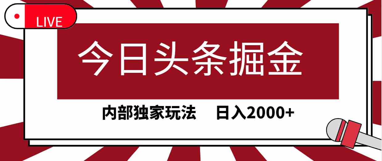 （9832期）今日头条掘金，30秒一篇文章，内部独家玩法，日入2000+-主题库网创