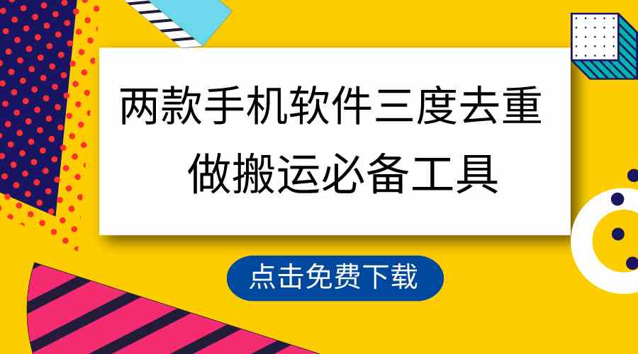 （9140期）用这两款手机软件三重去重，100%过原创，搬运必备工具，一键处理不违规…-主题库网创