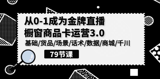 0-1成为金牌直播橱窗商品卡运营3.0，基础/货品/场景/话术/数据/商城/千川-主题库网创