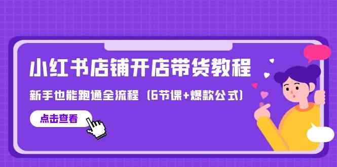 最新小红书店铺开店带货教程，新手也能跑通全流程（6节课+爆款公式）-主题库网创