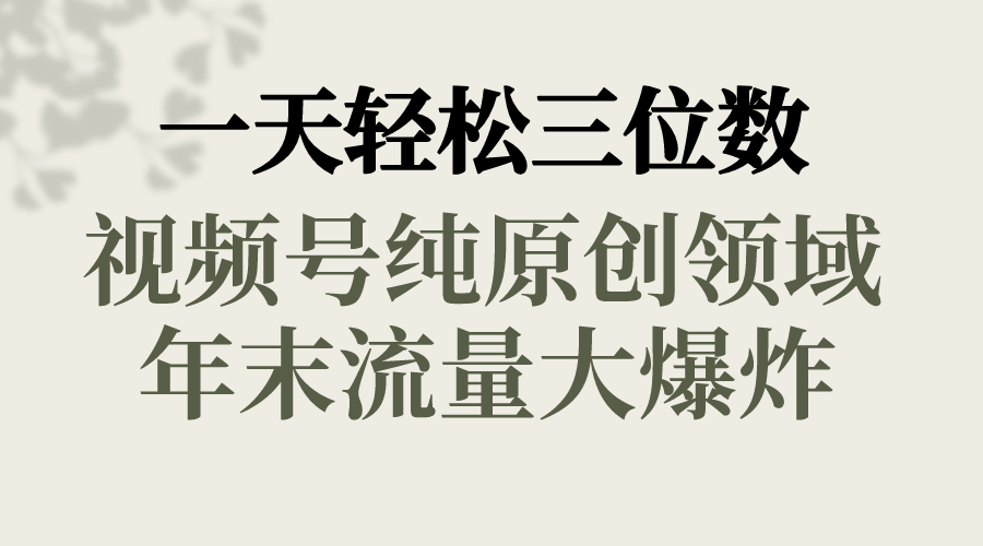 一天轻松三位数，视频号纯原创领域，春节童子送祝福，年末流量大爆炸，-主题库网创