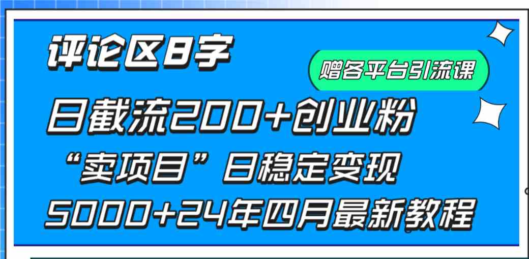 （9851期）评论区8字日载流200+创业粉  日稳定变现5000+24年四月最新教程！-主题库网创