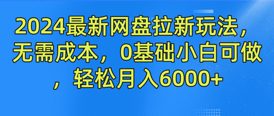 2024最新网盘拉新玩法，无需成本，0基础小白可做，轻松月入6000+-主题库网创