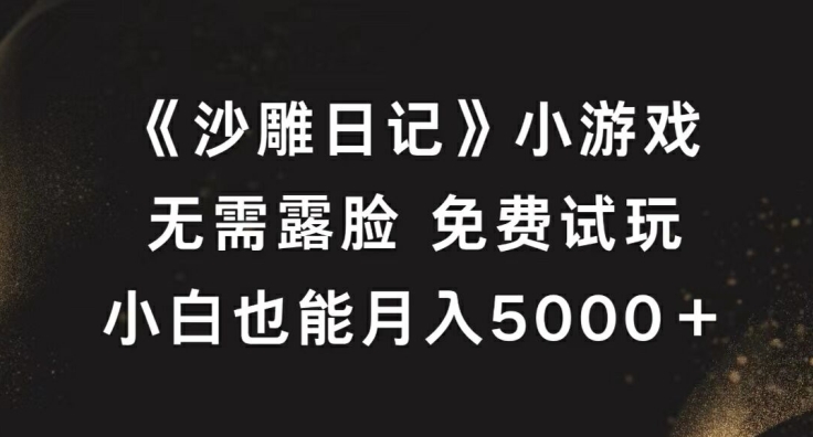 《沙雕日记》小游戏，无需露脸免费试玩，小白也能月入5000+【揭秘】-主题库网创