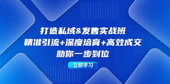 打造私域&发售实操班：精准引流+深度培育+高效成交，助你一步到位-主题库网创