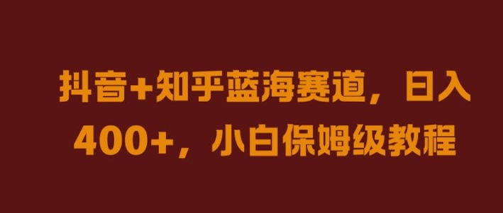 抖音+知乎蓝海赛道，日入几张，小白保姆级教程【揭秘】-主题库网创