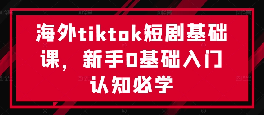 海外tiktok短剧基础课，新手0基础入门认知必学-主题库网创