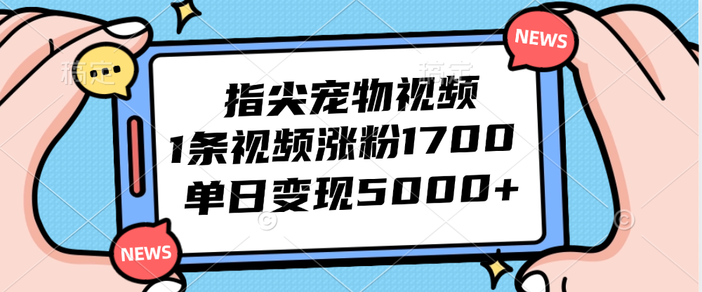 （12549期）指尖宠物视频，1条视频涨粉1700，单日变现5000+-主题库网创