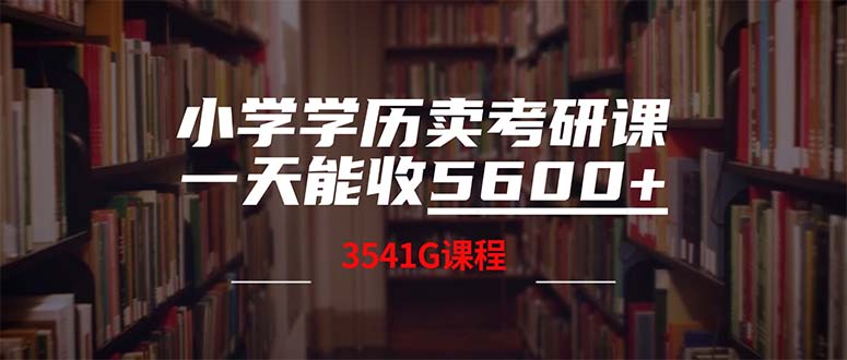 （12556期）小学学历卖考研课程，一天收5600（附3580G考研合集）-主题库网创